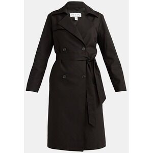 Sofia Jeans Womens Trench Coat Sz M Black Soot Double Breasted Belted Long